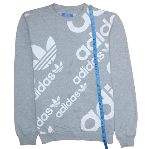 Adidas Men's Grey Logo Pullover Sweatshirt Size M - Image 3
