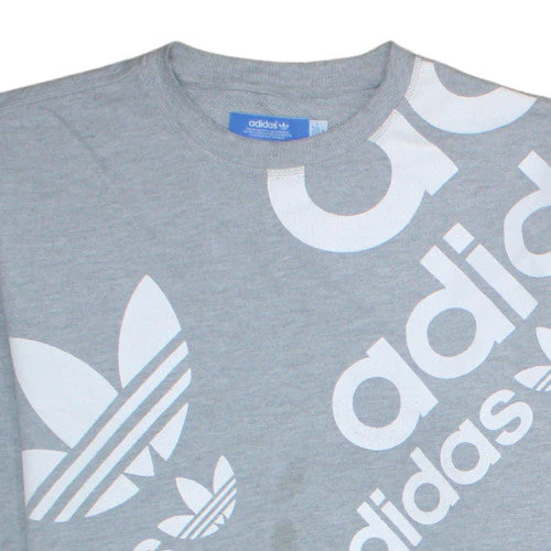 Adidas Men's Grey Logo Pullover Sweatshirt Size M - Image 8
