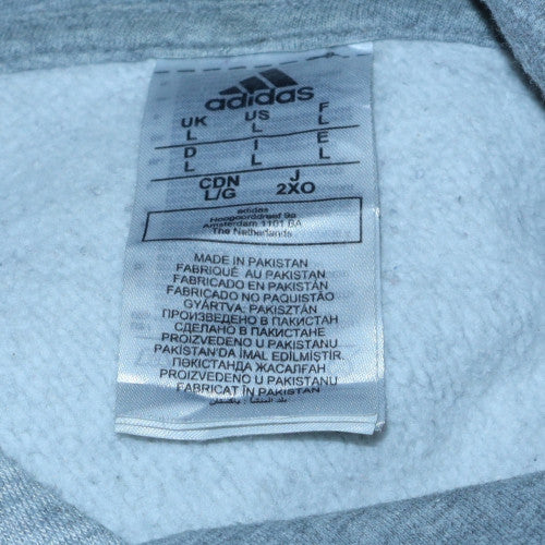 Adidas Men's Grey Pullover Hoodie L Classic 3-Stripes Style - Image 6