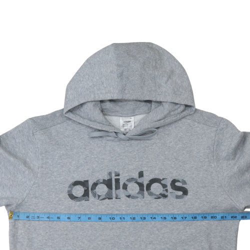 Adidas Mens Grey Pullover Hoodie L Logo Print Sweatshirt - Image 2