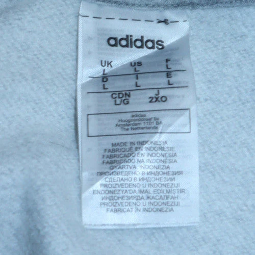 Adidas Mens Grey Pullover Hoodie L Logo Print Sweatshirt - Image 5