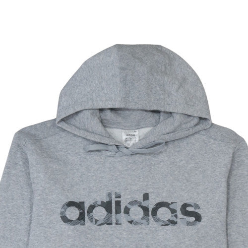 Adidas Mens Grey Pullover Hoodie L Logo Print Sweatshirt - Image 7