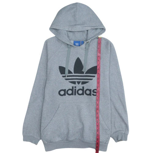 Adidas Mens Grey Pullover Hoodie L Sports Logo Fleece Sweatshirt - Image 3
