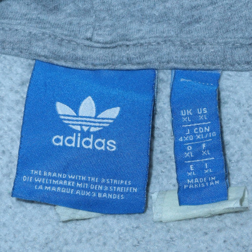 Adidas Mens Grey Pullover Hoodie L Sports Logo Fleece Sweatshirt - Image 5