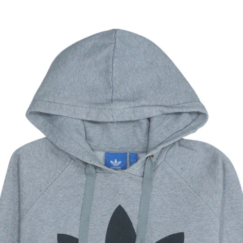 Adidas Mens Grey Pullover Hoodie L Sports Logo Fleece Sweatshirt - Image 7