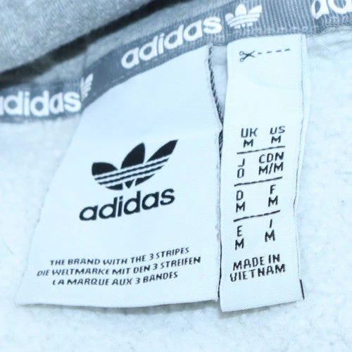 Adidas Mens Grey Pullover Hoodie M Regular Fit Fleece Sportswear - Image 5