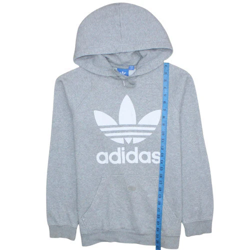 Adidas Mens Grey Pullover Hoodie M Sports Fleece Graphic Logo - Image 3