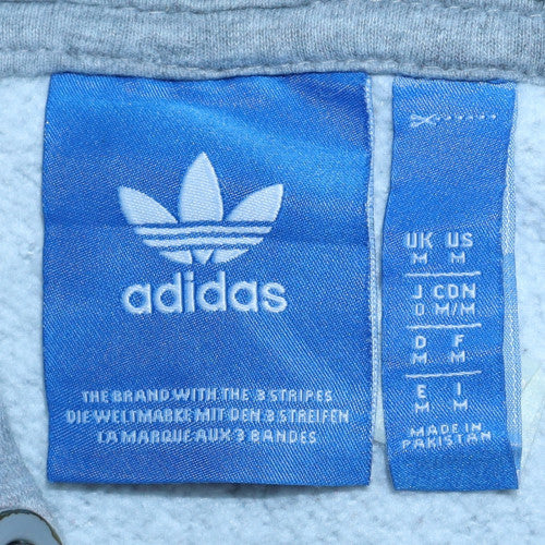 Adidas Mens Grey Pullover Hoodie M Sports Fleece Graphic Logo - Image 5