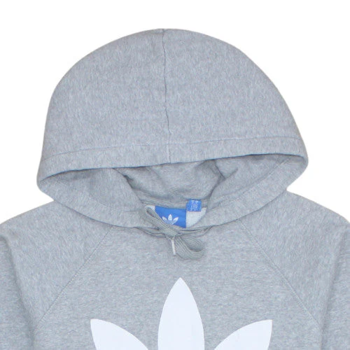 Adidas Mens Grey Pullover Hoodie M Sports Fleece Graphic Logo - Image 7