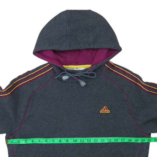 Adidas Mens Grey Pullover Hoodie M Sports Fleece Sweatshirt - Image 2