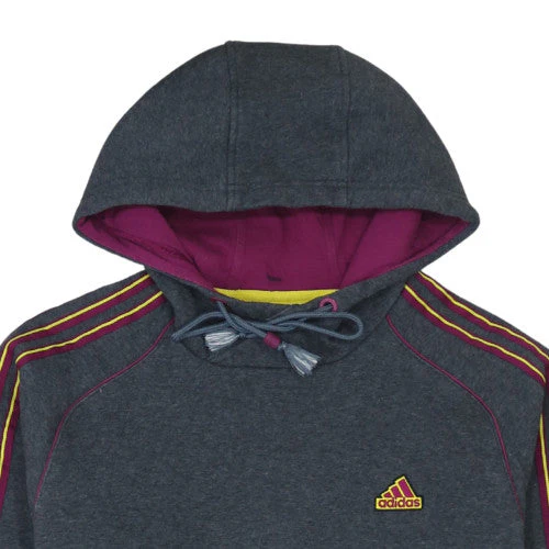 Adidas Mens Grey Pullover Hoodie M Sports Fleece Sweatshirt - Image 8