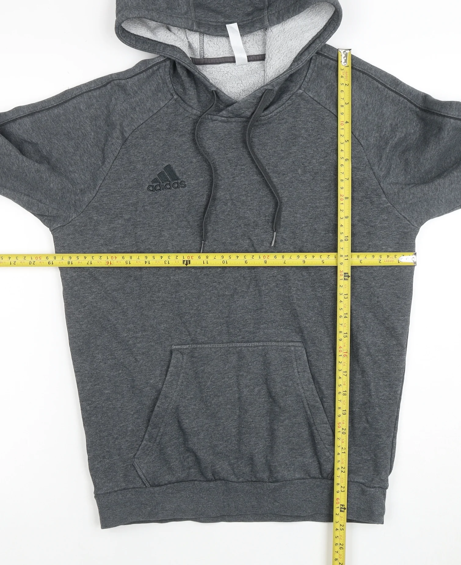 Adidas Mens Grey Pullover Hoodie Size S Regular Fit Fleece - Image 6