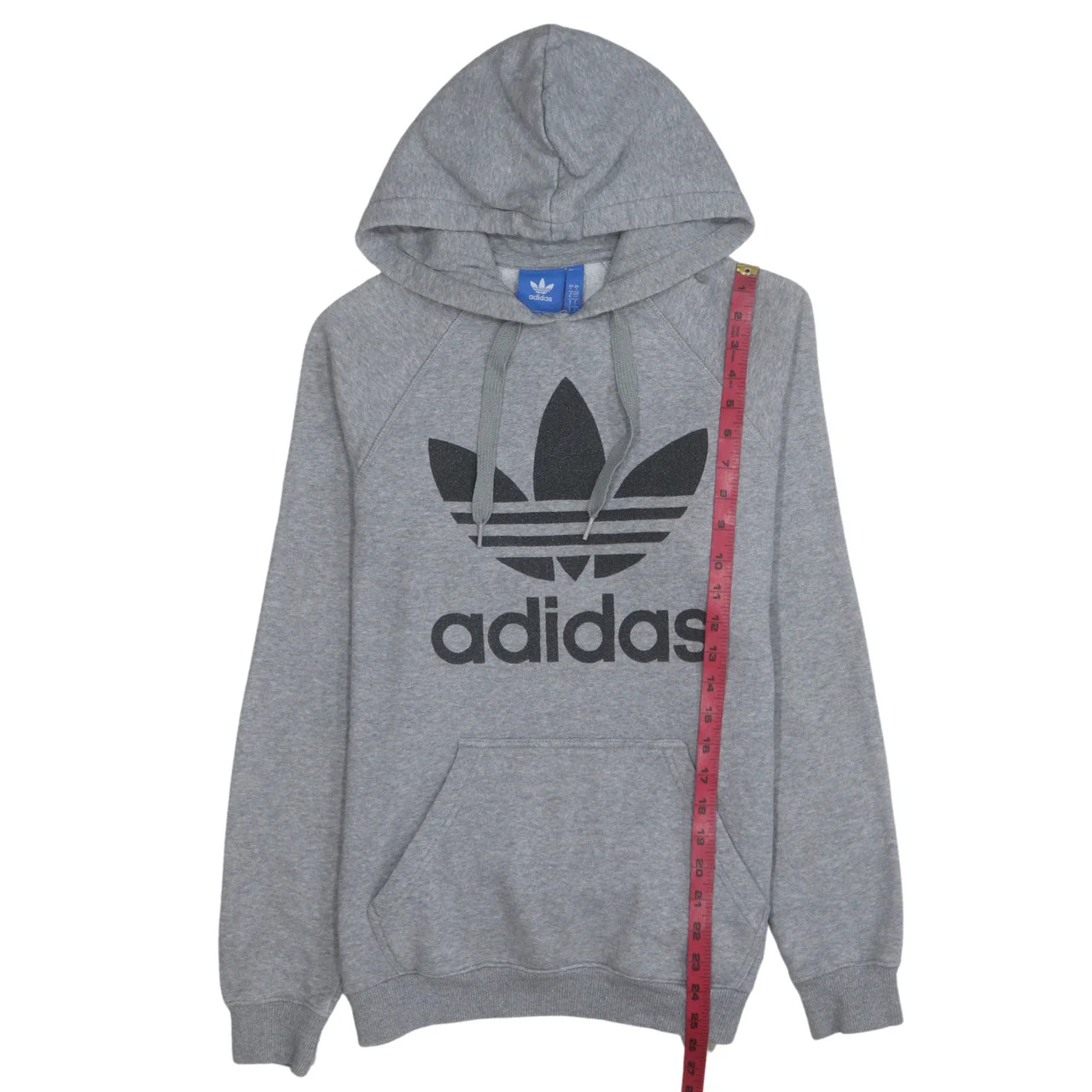 Adidas Mens Grey Pullover Hoodie Small Regular Fit Logo Fleece - Image 3