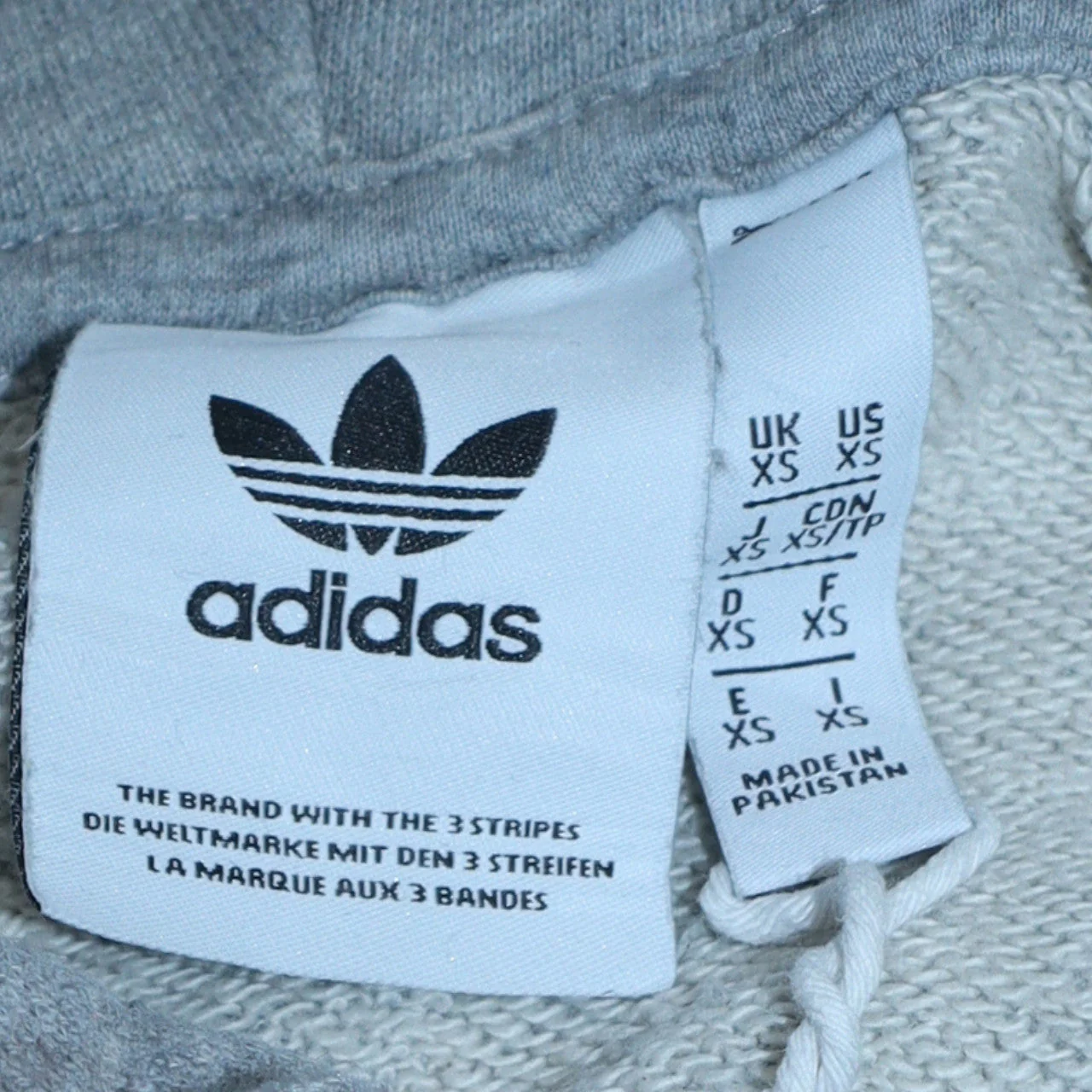 Adidas Mens Grey Pullover Hoodie XS Regular Fit Logo Sweatshirt - Image 5