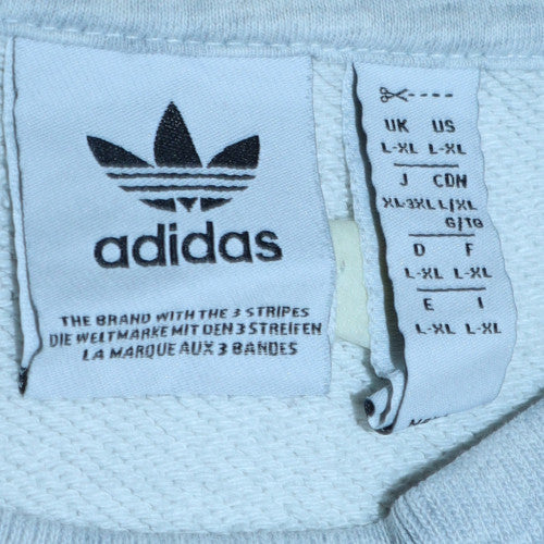 Adidas Men's Grey Pullover Sweatshirt L Crew Neck Fleece Logo - Image 6
