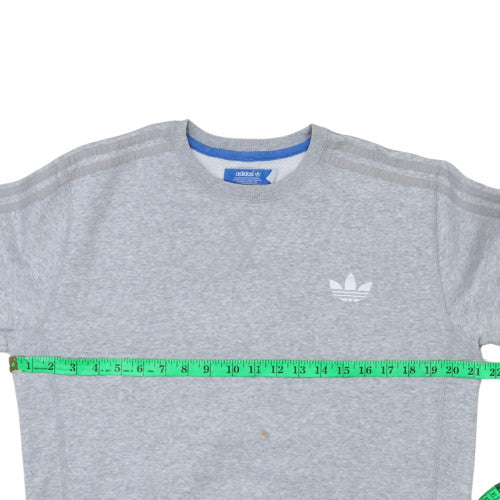 Adidas Mens Grey Pullover Sweatshirt M Crew Neck Fleece Sportswear - Image 3