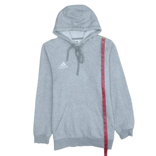 Adidas Men's Grey Small Pullover Hoodie Logo Fleece Sweatshirt - Image 3