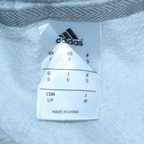 Adidas Men's Grey Small Pullover Hoodie Logo Fleece Sweatshirt - Image 5