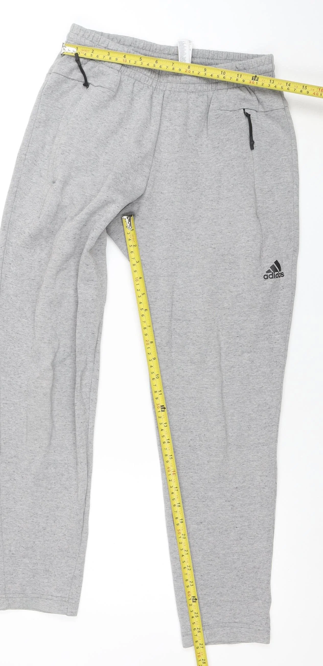 Adidas Mens Grey Sweatpants S Regular Fit Fleece Activewear Trousers - Image 2
