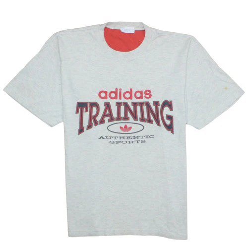 Adidas Men's Grey Training T-Shirt L Crew Neck Short Sleeve Sports Tee
