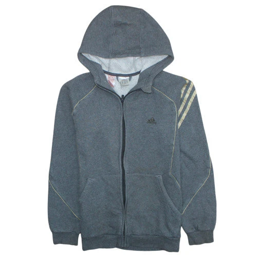Adidas Mens Grey XL Full Zip Hoodie Sweatshirt Sportswear