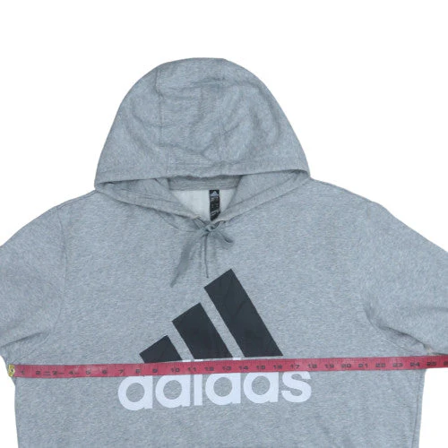 Adidas Men's Grey XL Pullover Hoodie with Logo Graphic Print - Image 2