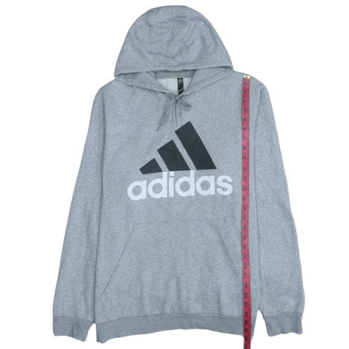 Adidas Men's Grey XL Pullover Hoodie with Logo Graphic Print - Image 3
