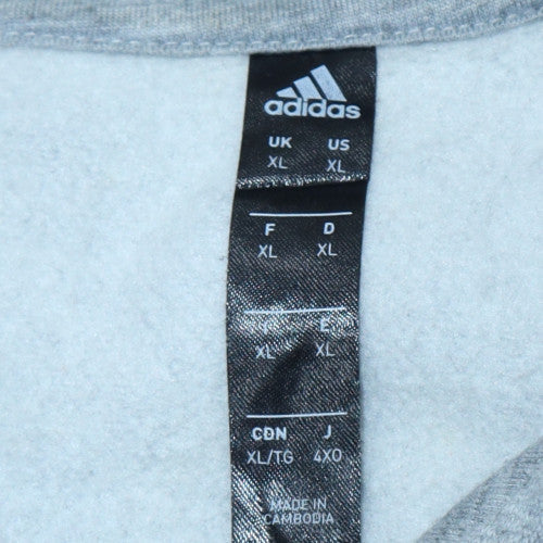 Adidas Men's Grey XL Pullover Hoodie with Logo Graphic Print - Image 5