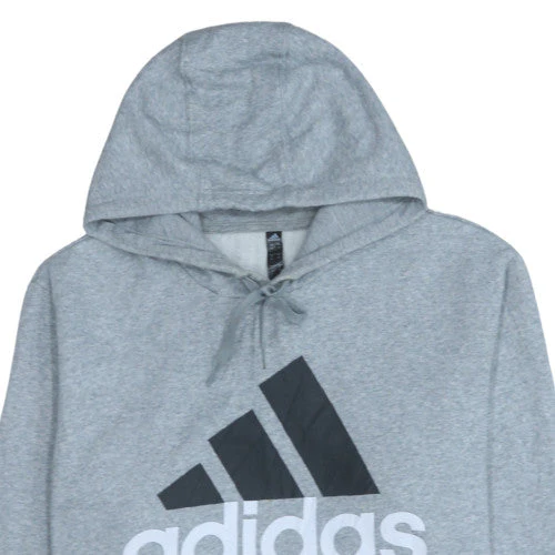 Adidas Men's Grey XL Pullover Hoodie with Logo Graphic Print - Image 8