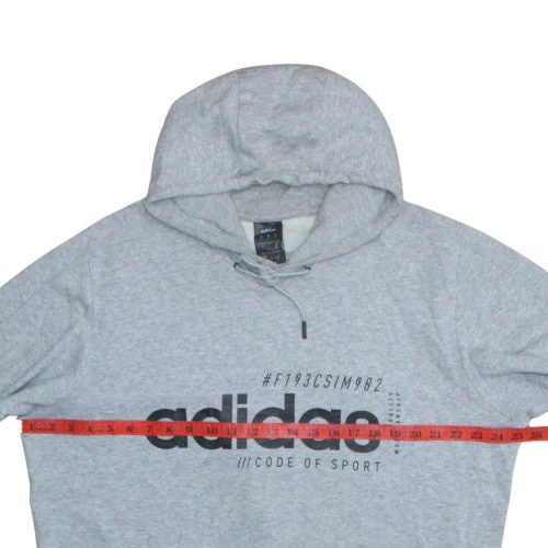 Adidas Men's Grey XL Pullover Hoodie with Logo Print - Image 2