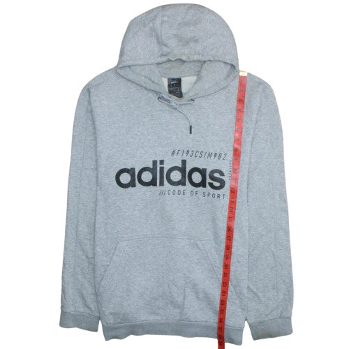 Adidas Men's Grey XL Pullover Hoodie with Logo Print - Image 3