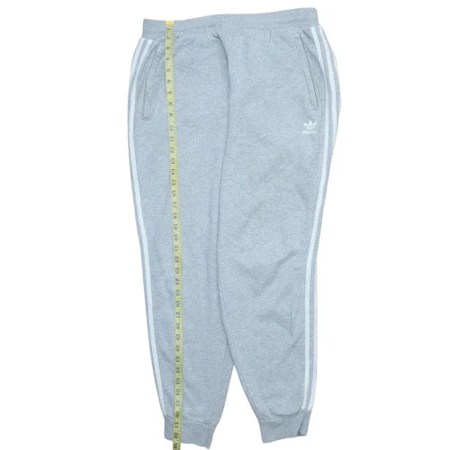 Adidas Mens Grey XL Tapered Sweatpants with Stripe Detailing - Image 2