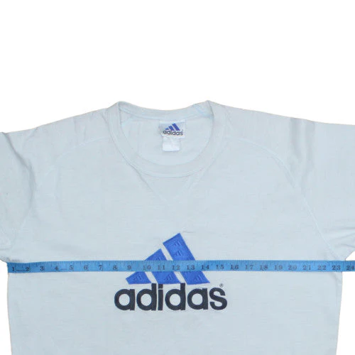 Adidas Men's Light Blue Crew Neck Short Sleeve Logo T-Shirt Size M - Image 3
