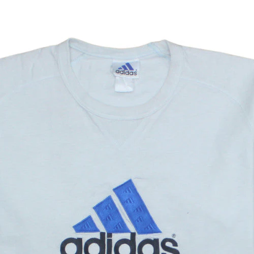 Adidas Men's Light Blue Crew Neck Short Sleeve Logo T-Shirt Size M - Image 8