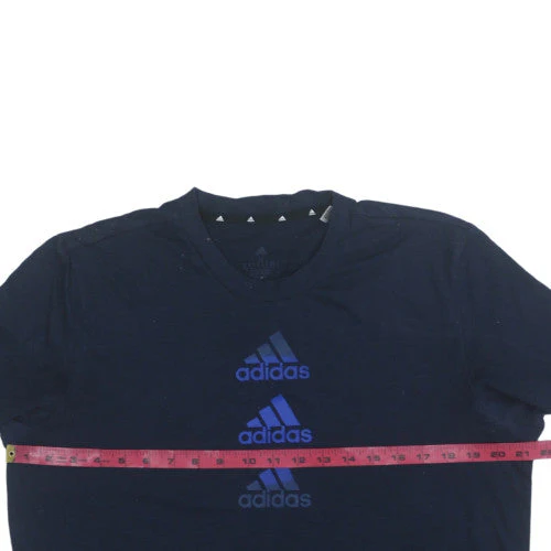 Adidas Men's Navy Blue Crew Neck Short Sleeve T-Shirt M Cotton - Image 3