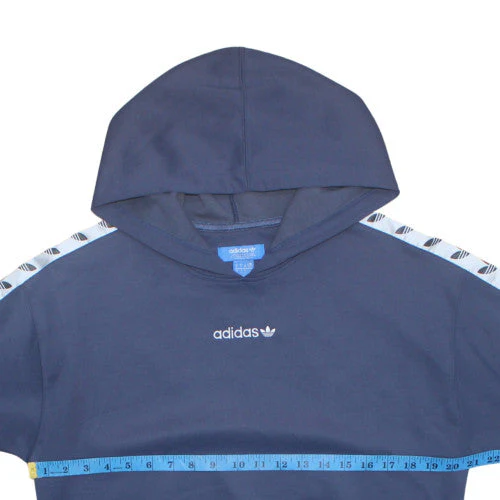 Adidas Mens Navy Blue Small Pullover Hoodie with Logo Trim - Image 2