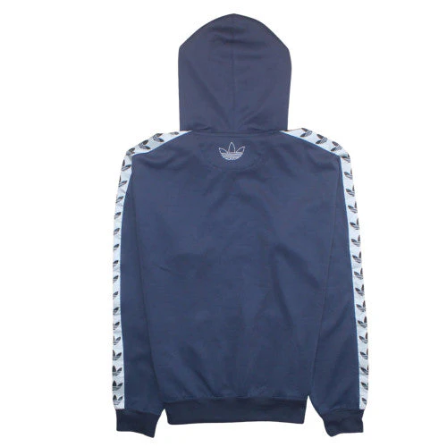 Adidas Mens Navy Blue Small Pullover Hoodie with Logo Trim - Image 4