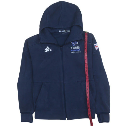 Adidas Mens Navy Full Zip Hoodie Team Evolution Alpine Racing Size 164 - Image 3