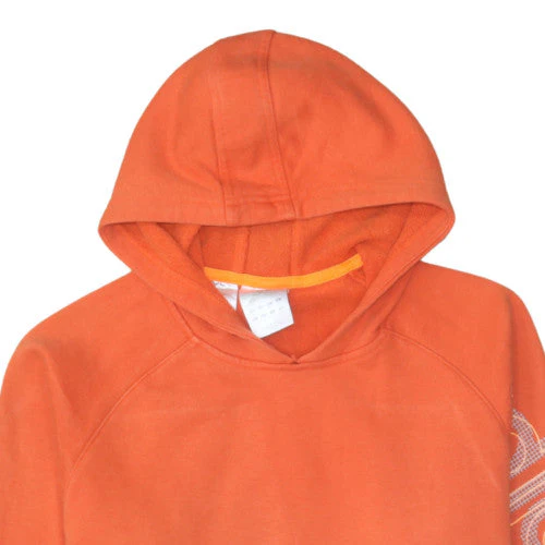 Adidas Mens Orange Pullover Hoodie M Sports Fleece Sweatshirt - Image 7