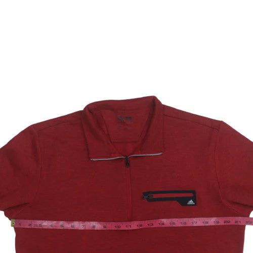Adidas Men's Red 1/4 Zip Mock Neck Sweatshirt Size M - Image 2