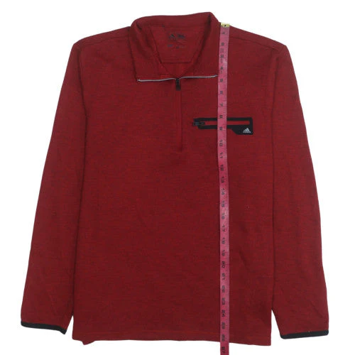 Adidas Men's Red 1/4 Zip Mock Neck Sweatshirt Size M - Image 3