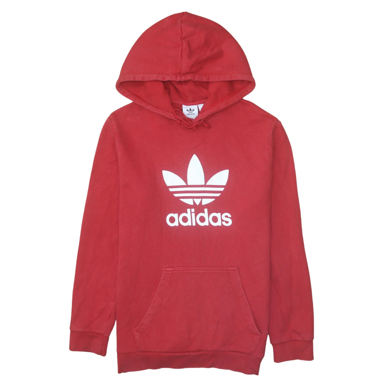 Adidas Mens Red Pullover Hoodie M Sports Fleece Logo Sweatshirt
