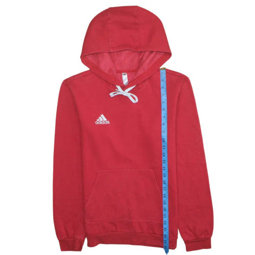 Adidas Men's Red Pullover Hoodie Size S Fleece Logo Sportswear - Image 3