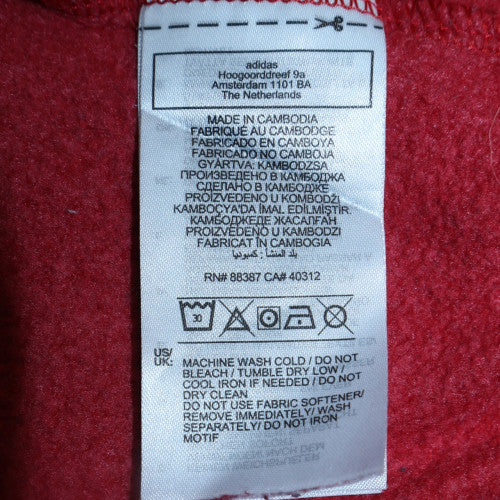 Adidas Men's Red Pullover Hoodie Size S Fleece Logo Sportswear - Image 6
