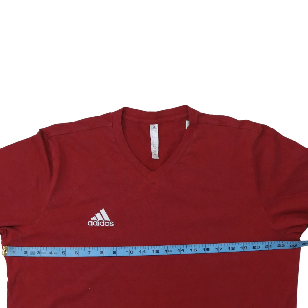 Adidas Men's Red V-Neck Short Sleeve Cotton T-Shirt XL - Image 3