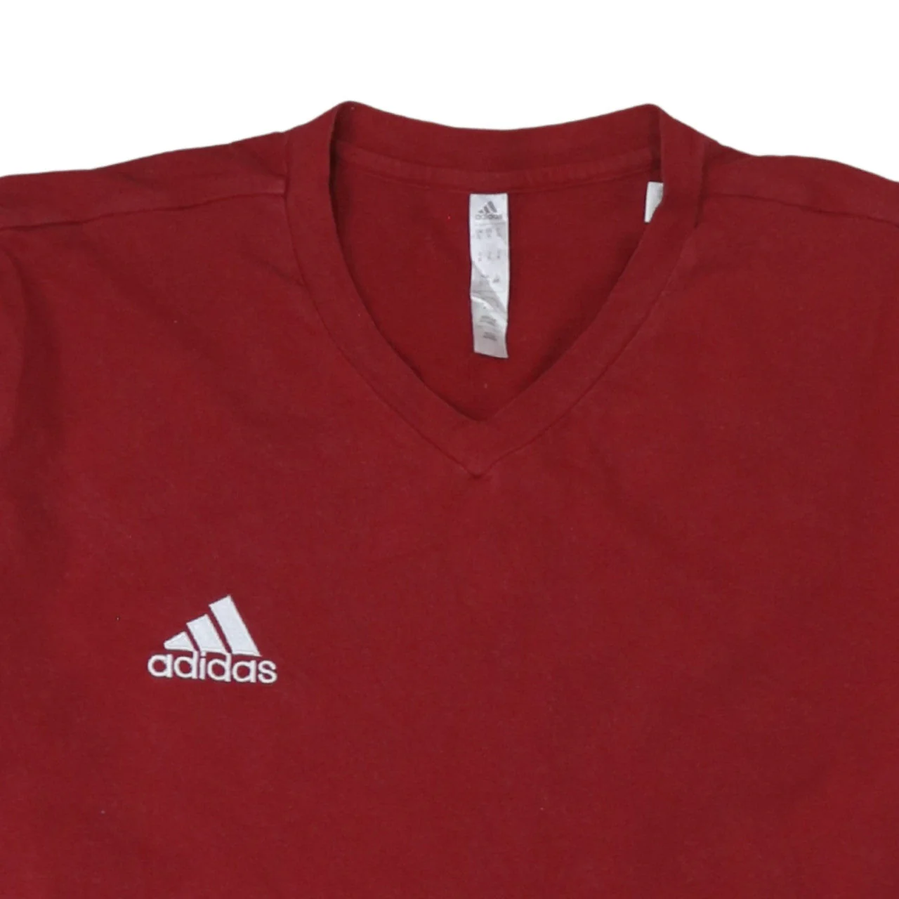 Adidas Men's Red V-Neck Short Sleeve Cotton T-Shirt XL - Image 7