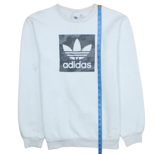 Adidas Men's White Crew Neck Pullover Sweatshirt L Graphic Logo - Image 3