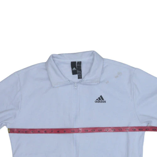 adidas Men's White Full Zip Collared Sweatshirt Size S - Image 2