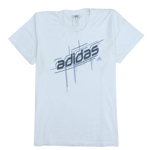 Adidas Men's White Graphic Print T-Shirt Size M Classic Crew Neck