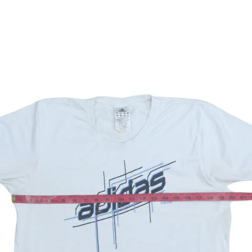 Adidas Men's White Graphic Print T-Shirt Size M Classic Crew Neck - Image 2